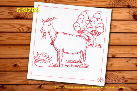 Goat in a Meadow Redwork Embroidery Review